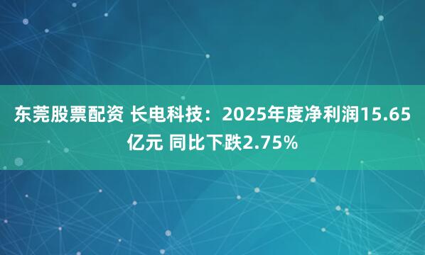 东莞股票配资 长电科技:2025年度净利润15.65亿元 同比下跌2.75%