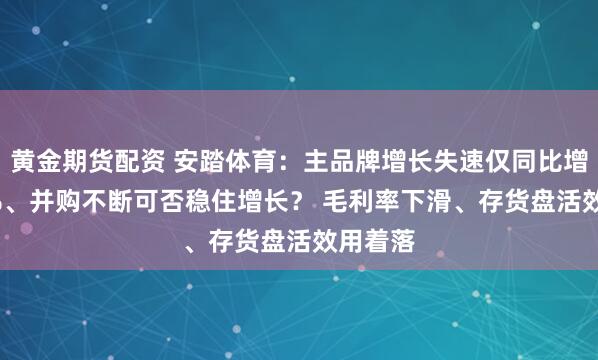 黄金期货配资 安踏体育：主品牌增长失速仅同比增长3.7%、并购不断可否稳住增长？ 毛利率下滑、存货盘活效用着落